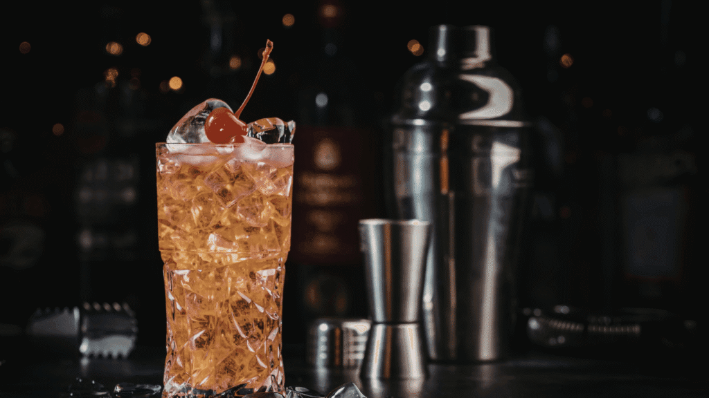 Tropical Whiskey Drink Tiki Sour with Orgeat and Bitters